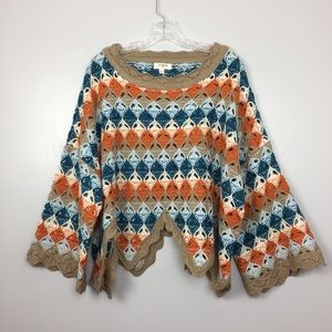 Umgee Striped Crochet Sweater | S